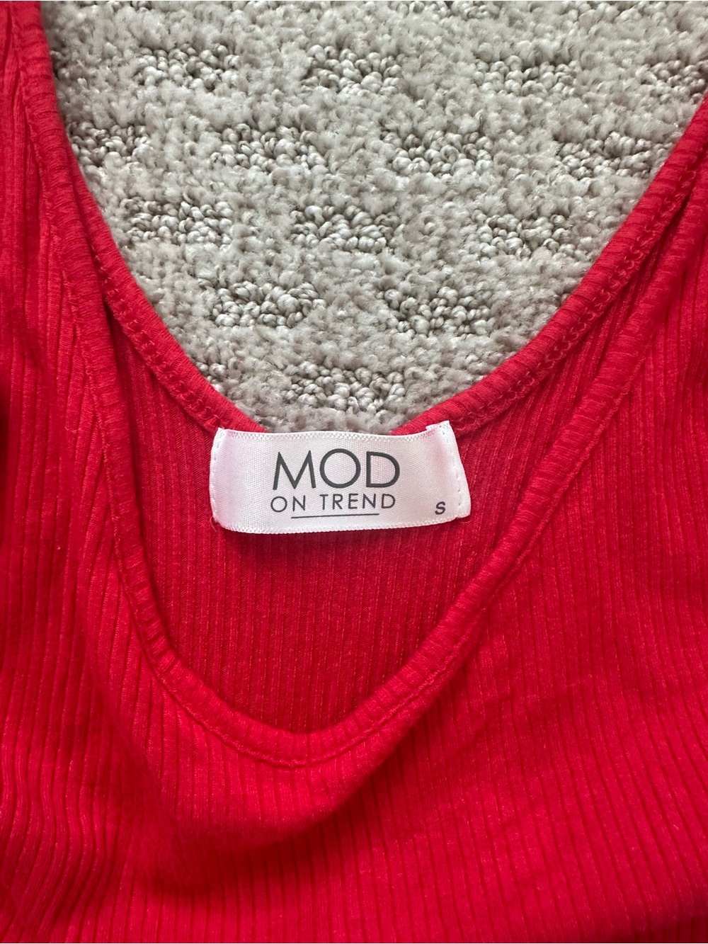 Classic Red Ribbed One-Piece Bodysuit - Picture 5 of 6